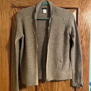 J. Crew Zip Bomber Sweater - Tan with gold flecks